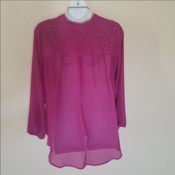 Torrid Orchid Chiffon & lace blouse - Picture 7 of 8